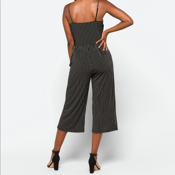 Kaileigh Black and White Striped Jumpsuit - Picture 3 of 10